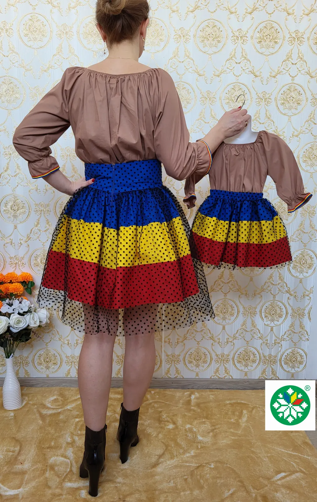 Set mama-fiica compleuri tricolor
