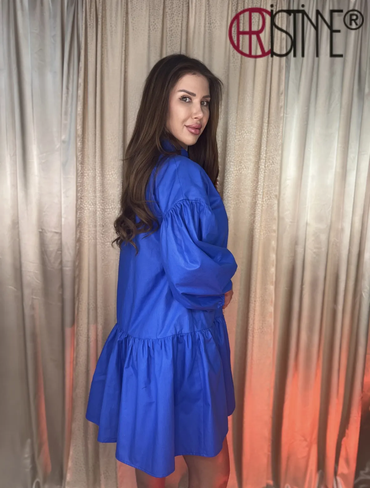 Rochie camasa Selena albastra