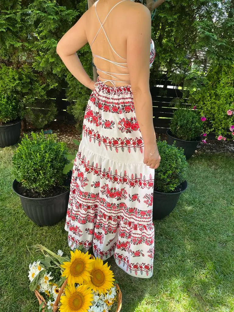 Rochie traditionala volane lunga Natalia