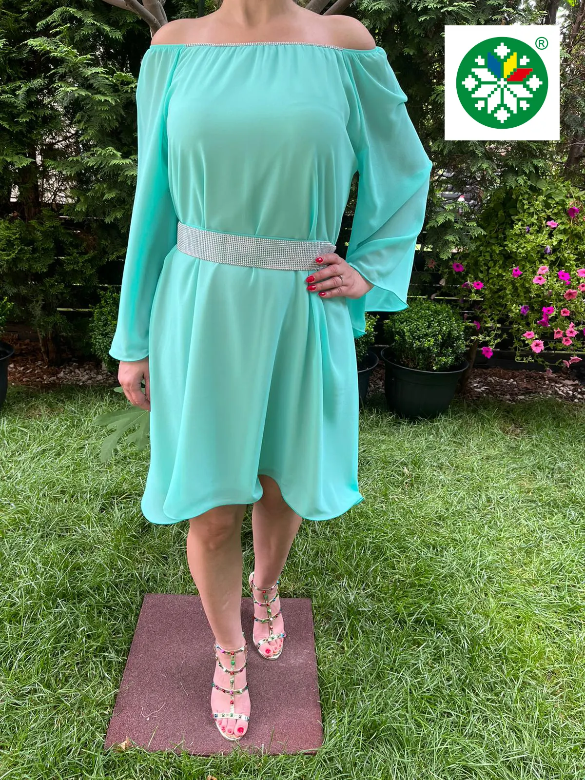 Rochie voal Cati turquoise