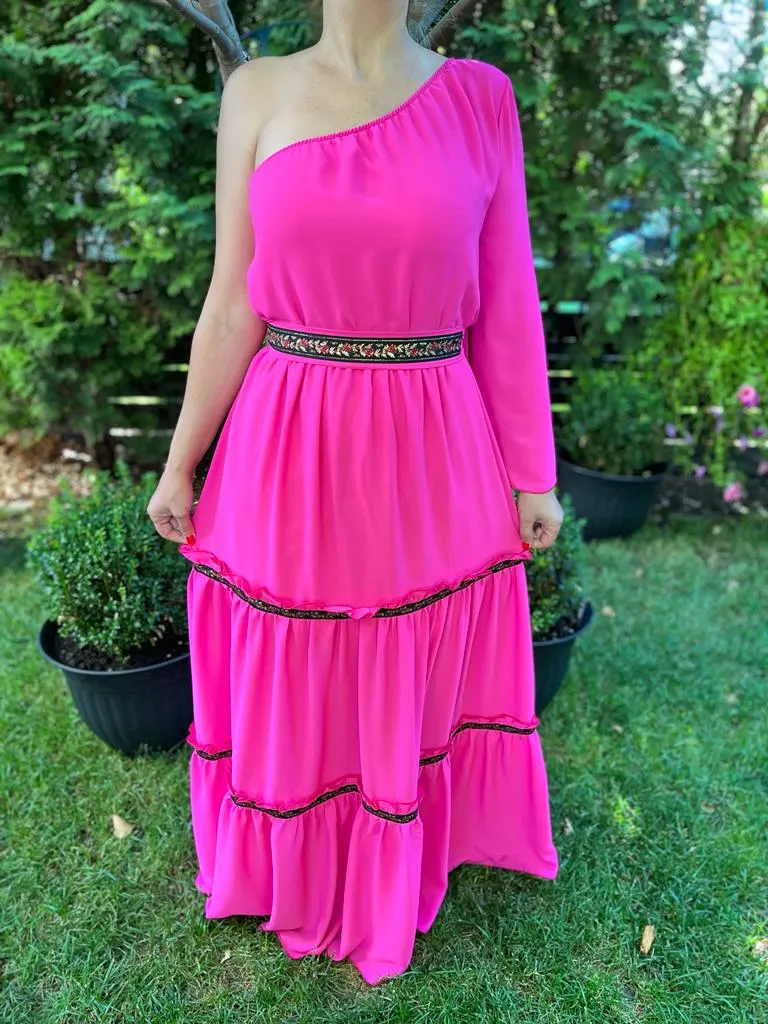 Rochie volane Sonia fucsia
