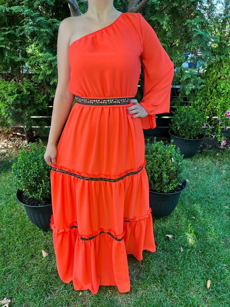 Rochie volane Sonia portocalie