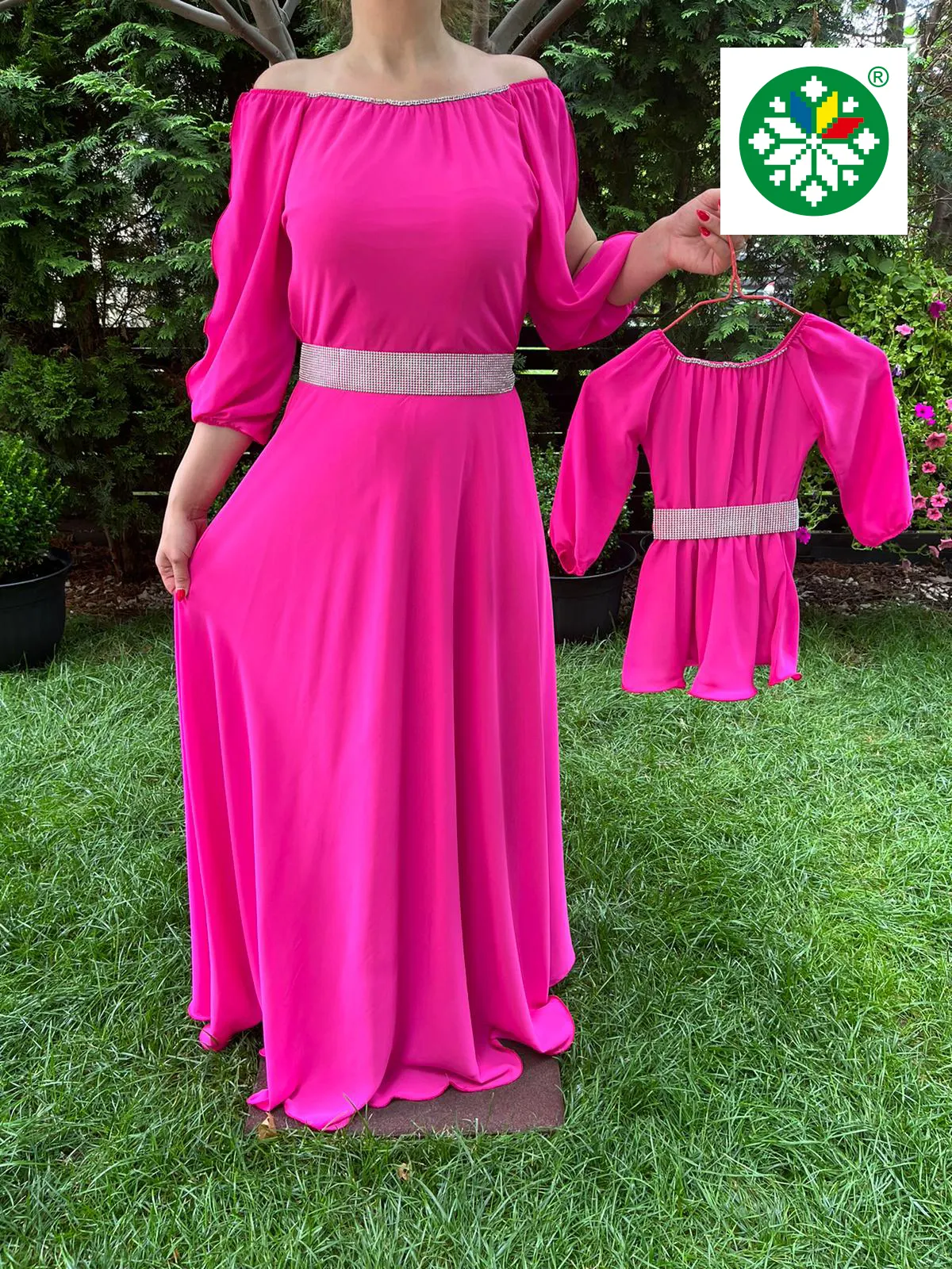 Set rochie lunga Ecaterina fucsia