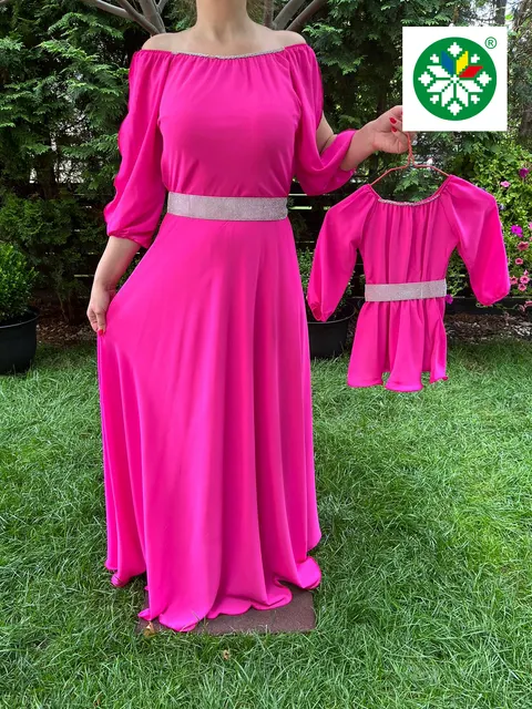 Set rochie lunga Ecaterina fucsia