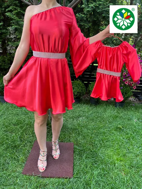 Set rochie scurta Aurora rosie