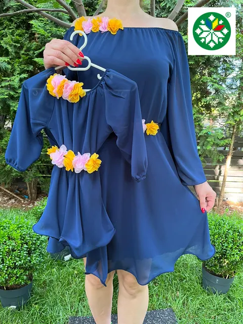 Set rochie scurta Cosanzeana bleumarin