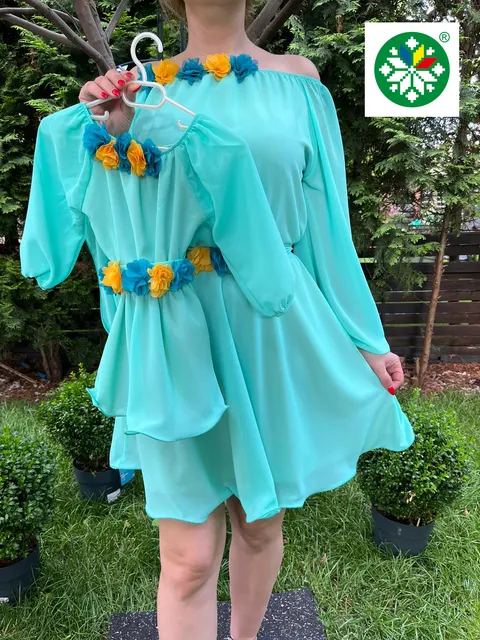 Set rochie scurta Cosanzeana turquoise