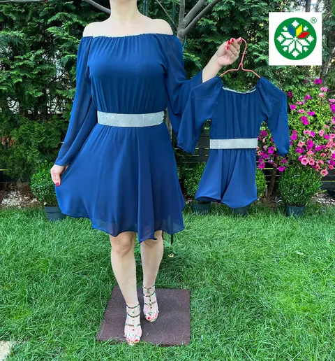 Set rochie scurta Ecaterina bleumarin