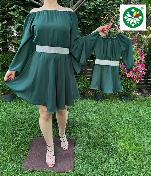 Set rochie scurta Ecaterina verde