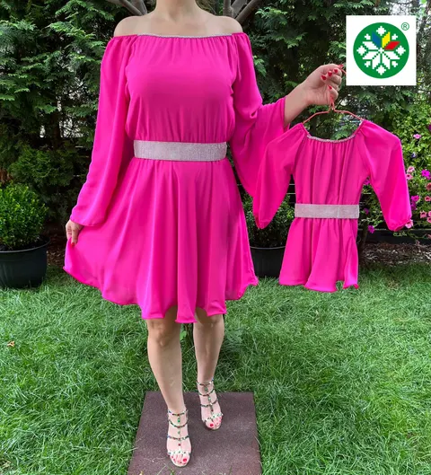 Set rochie scurta Ecaterina fucsia